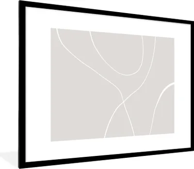 Produktbild von MuchoWow® Gerahmtes Poster Linienkunst - Abstrakt - Pastell 80x60 cm - Poster mit Schwarzem Bilderrahmen Wandposter Rahmen Foto Bilder - Schlafzimmer-Dekorationen - Fotoposter