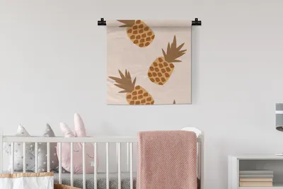 Produktbild von MuchoWow® Wandteppich Wandbehang Sommer - Ananas - Obst 60x60 cm Tapisserie Dekoration Wandtuch - Dekorationen - Wand Decke