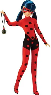 A doll of the character Ladybug from Miraculous Ladybug.