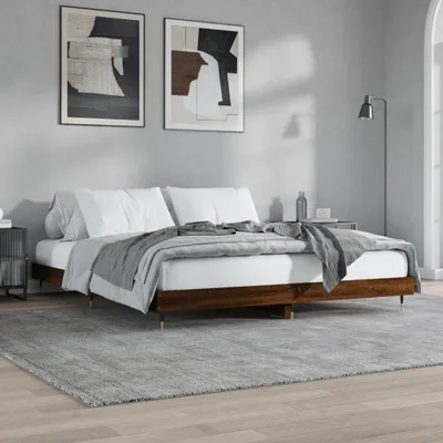 Produktbild von "2026 Promotion" Bettgestell moderne - ohne Matratze - Braun Eichen-Optik - 200x200 cm - Polsterbett CC29723