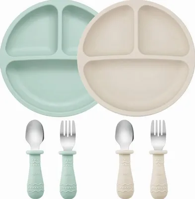 Produktbild von Silikon-Teller Set für Babys mit Saugnapf