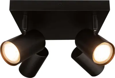 Produktbild von Ledvion - LED Deckenstrahler, Schwarz 4-lights, Dimmbare, 5W, 2700K, Quadrat, GU10 Fassung, IP20, Kippbar, inkl. GU10 Lampe