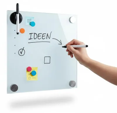 Immagine prodotto di Lavagna magnetica in vetro, dimensioni 45 x 45 cm, ideale per appunti