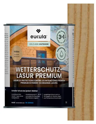 Produktbild von Eukula Wetterschutz-Lasur Premium, 1 Liter, Farblos