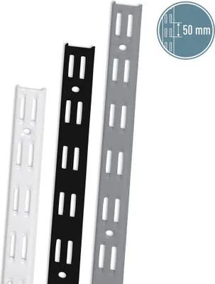 Produktbild von 10er Set Wandschienen 2-reihig Raster 50 mm, Farbe:Weiß, Abmessung:50 cm