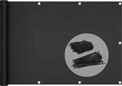 Produktbild von VOUNOT® Balkon Sichtschutz 90x600 cm, HDPE Gewebe, UV-Schutz, Wetterfest, Schwarz