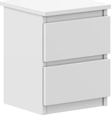 Obrázek produktu pro VBChome Noční stolek 30 x 26 x 38 cm Bílý mat Noční stolek se 2 zásuvkami do ložnice Bezúchytkový kancelářský pokoj Moderní