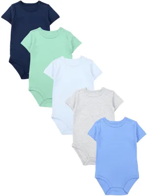 Produktbild von TupTam Jungen Baby Body Kurzarm in Unifarben - 5er Pack, Farbe: Dunkelblau Blau Grün, Größe: 92