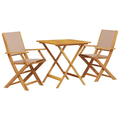 Produktbild von vidaXL 3-tlg. Bistro-Set Taupe Stoff und Massivholz