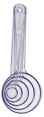 Produktbild von 5-teiliges Messlöffel-Set mit langen Griffen aus robustem SAN-Kunststoff, spülmaschinenfest, BPA-frei