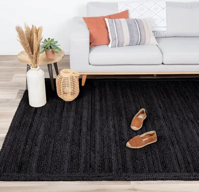 Produktbild von Volero - Jute Teppich - Fair Schwarz - 130x200 cm - Wohnzimmer, Esszimmer, Schlafzimmer - Boho, Ländlich, Modern