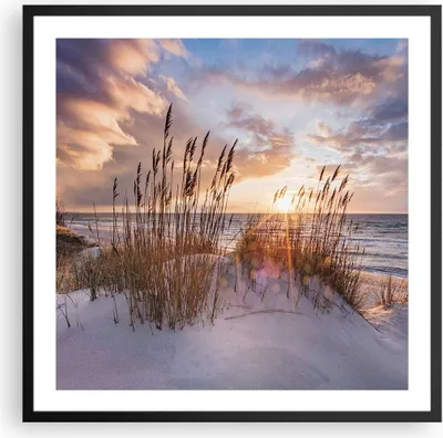 Produktbild von Gerahmtes Poster - Schwarzer Rahmen - Westen auf der Strand - 60x60 cm - Wand Bild - Wanddeko - Wandbilder - Kunstposter - Wandposter - Bilderrahmen - Bilder - Kunstdruck - P2BAC60x60-4710