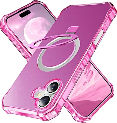 Produktbild von iPhone 16 Plus Hülle - Coverup ShockProof TPU Back Cover mit MagSafe Compatible Ring Kickstand - Rosa