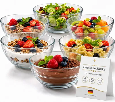 Produktbild von 6 Müslischalen Bowl Set Dessertschalen Nachtisch Schüsseln Glas Schalen 500ml
