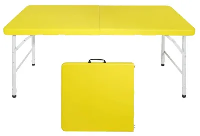 Immagine prodotto di Tavolo pieghevole, regolabile in altezza, struttura robusta, giallo
