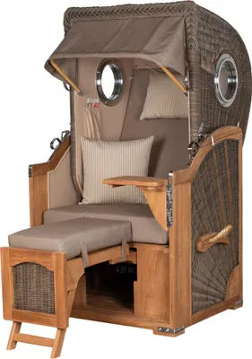 Produktbild von Strandkorb-Set - bene living - Ammersee Single Teak - PE grau - Modell 534 - inkl. Liftersystem