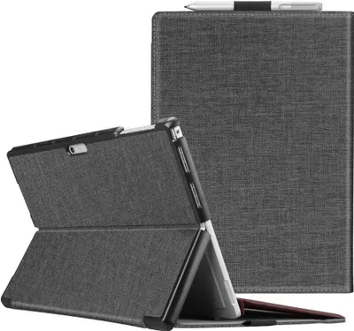 Produktbild von Fintie Hülle für Microsoft Surface Pro 7 Plus/Pro 7 / Pro 6 / Pro 5, Business Schutzhülle mit Harter Schale, anpassbarer Betrachtungswinkel, Kompatibel mit Type Cover Tastatur, Dunkelgrau