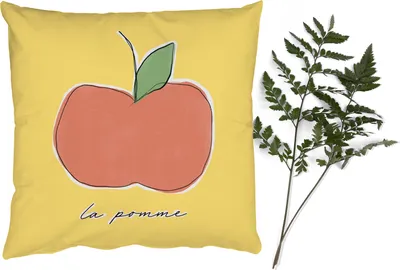 Produktbild von MuchoWow® Zierkissen Sofakissen Wohnzimmer Dekokissen 45x45 cm Apfel - Obst - Text - Schlafpolster - Polster für das Sofa