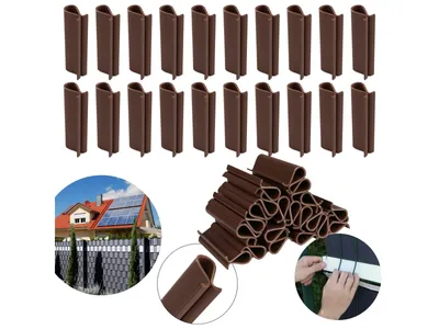 Image de Clips pour ruban de clôture, clips pour la fixation de la couverture 4,75cm, 20 pièces Marron