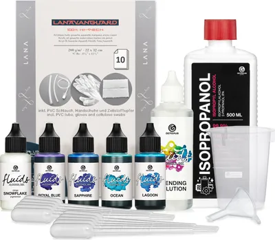 Immagine prodotto di Octopus Fluids Alcohol Ink Starter Set completo BREEZE con accessori Inchiostro a base alcolica per Fluid Art