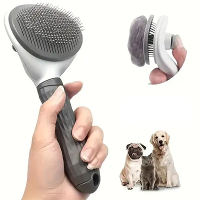 Produktbild von Katzenbürste Hundebürste Selbstreinigend | Haustierbürste | Bürste für Katzen und Hunde | Fellbürste | Haar Entferner | Tierbürste