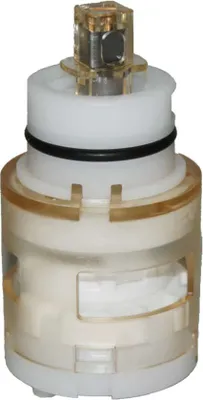 A close-up studio shot of a faucet cartridge.
