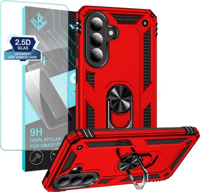 Produktbild von Armor Outdoor Handyhülle für Samsung Galaxy A57 5G Handy Panzer Case Schutzhülle mit 9H Displayglas Displayschutz Farbe: Rot