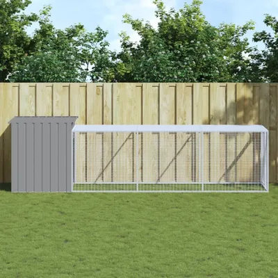Image de Meubles Cage à poules avec parcours Gris clair 110x405x110 cm Acier galvanisé - Poulaillers pour petits animaux 3189094