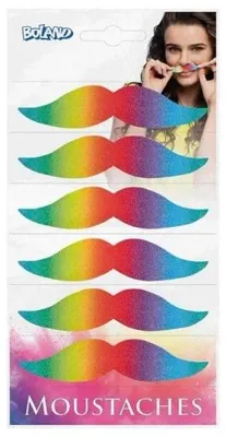 Immagine prodotto di Baffi arcobaleno fantasy, 6 pezzi - Boland