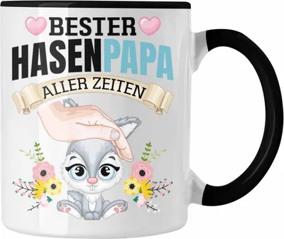 Produktbild von Trendation - Hasen Tasse Geschenk Hasen-Besitzer Kaninchen Kinder Bester Hasen Papa (Schwarz)