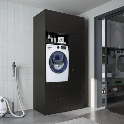 Produktbild von Roomart SERIE 1 Schrankwand 112 cm breit, Schwarz-Eiche