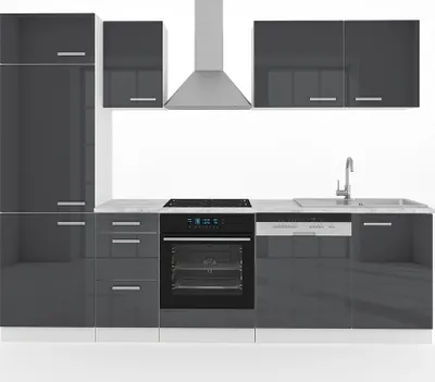 Produktbild von Vicco Küchenzeile Optima, 270 cm ohne Arbeitsplatte, Anthrazit Hochglanz/Weiß