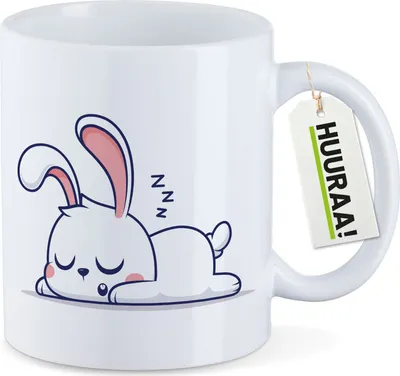 Produktbild von Huuraa Kaffeetasse Hase Comic 330ml Weiß Keramik Kaffeebecher Geschenkidee