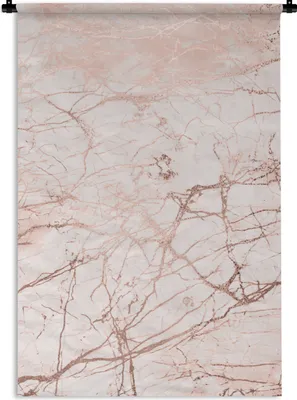Produktbild von MuchoWow® Wandteppich Wandbehang Marmor - Weiß - Rosa 120x180 cm Tapisserie Dekoration Wandtuch - Schlafzimmer - Dekorationen für das Haus