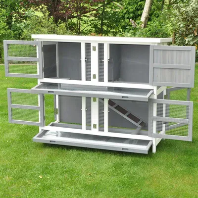 Produktbild von Hasenstall XL Linus faltbar grau 120x50x104 cm