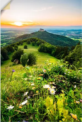 Produktbild von ARTland Wandbild, selbstklebend Burg Hohenzollern bei Sonnenuntergang Größe: 20x30 cm