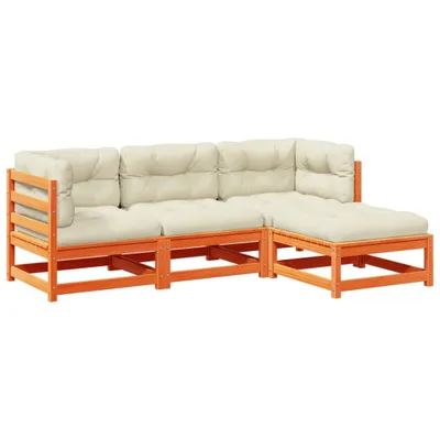 Produktbild von 4-tlg. Garten-Sofagarnitur mit Kissen Wachsbraun Kiefernholz