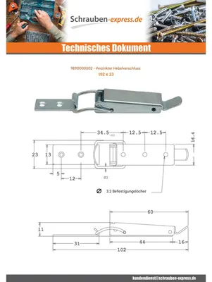 Produktbild von Riegel für Hebel Verzinkt 102 X 23