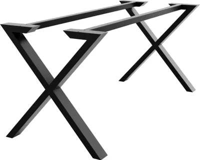 Produktbild von MetaloPro Tischbeine Metall, Schwerlast Stahl Schreibtisch Beine, Tischkufen Schwarz und Schrauben, Bodenschoner, Langlebig Tischgestell für Moderne Couchtisch, Esstisch, Wohnzimmer - 120x70x72 cm