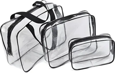 Produktbild von 3-in-1 SET REISEKOSMETIKTASCHE TRANSPARENT MIT REISSVERSCHLUSS