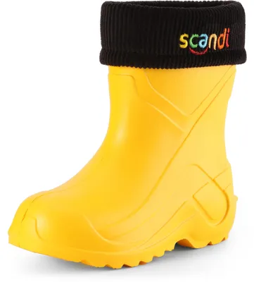 Produktbild von Ladeheid Kinder Mädchen Jungen federleichte Eva Thermo Gummistiefel gefüttert LA-763 (Gelb1/Schwarz, 27 EU)