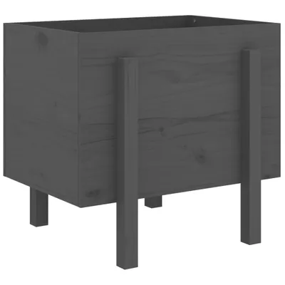 Image de Jardinière gris 62x50x57 cm bois massif de pin