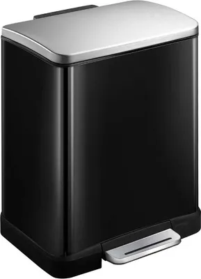 Produktbild von EKO - E-Cube Treteimer 12 Liter - Stainless steel Plastic  - Schwarz, Matt Edelstahl