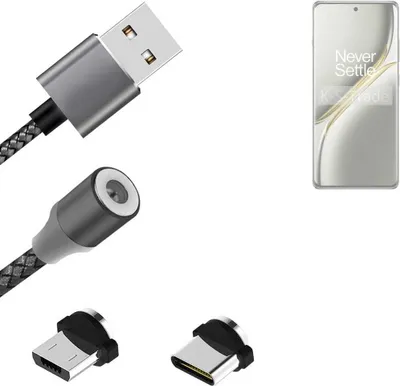 Produktbild von K-S-Trade Hochwertiges Magnet-Lade-kabel Sync-Kabel Daten-Kabel kompatibel mit OnePlus Ace 3 Pro mit USB-Typ-C-Anschluss und Micro-USB-Anschluss 2A
