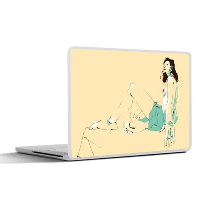 Produktbild von MuchoWow® Laptop Aufkleber Sticker Cover Frau - Kunst - Abstrakt - Gelb 40x30 cm - Laptop Dekoration - Selbstklebend