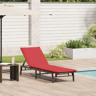 Produktbild von Möbel Sonnenliege mit Auflage Braun Poly Rattan - Gartenliegen CC4514