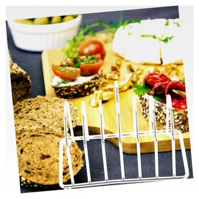 Produktbild von 2 Stück Toastständer aus Edelstahl für Brotscheiben - Platzsparendes Küchenaccessoire