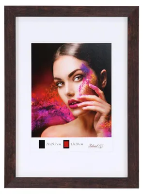 Produktbild von Holz Bilderrahmen Lifestyle Plexi Foto Rahmen Collage Wanddeko Poster HR-25 - Farbe: Nuss | Format: 40x60