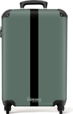 Produktbild von NoBoringSuitcases.com Hartschalen Handgepäck Koffer 55x35x20 cm, 36L, Einfarbig mit Streifen: Grün mit schwarzem Streifen, Reisekoffer mit 4 Rollen