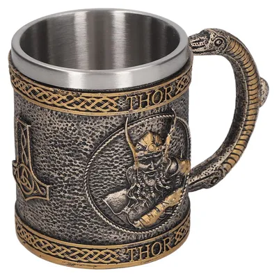 Mittelalterlicher Bierkrug mit Edelstahl-Innenkrug, Retro-Design
